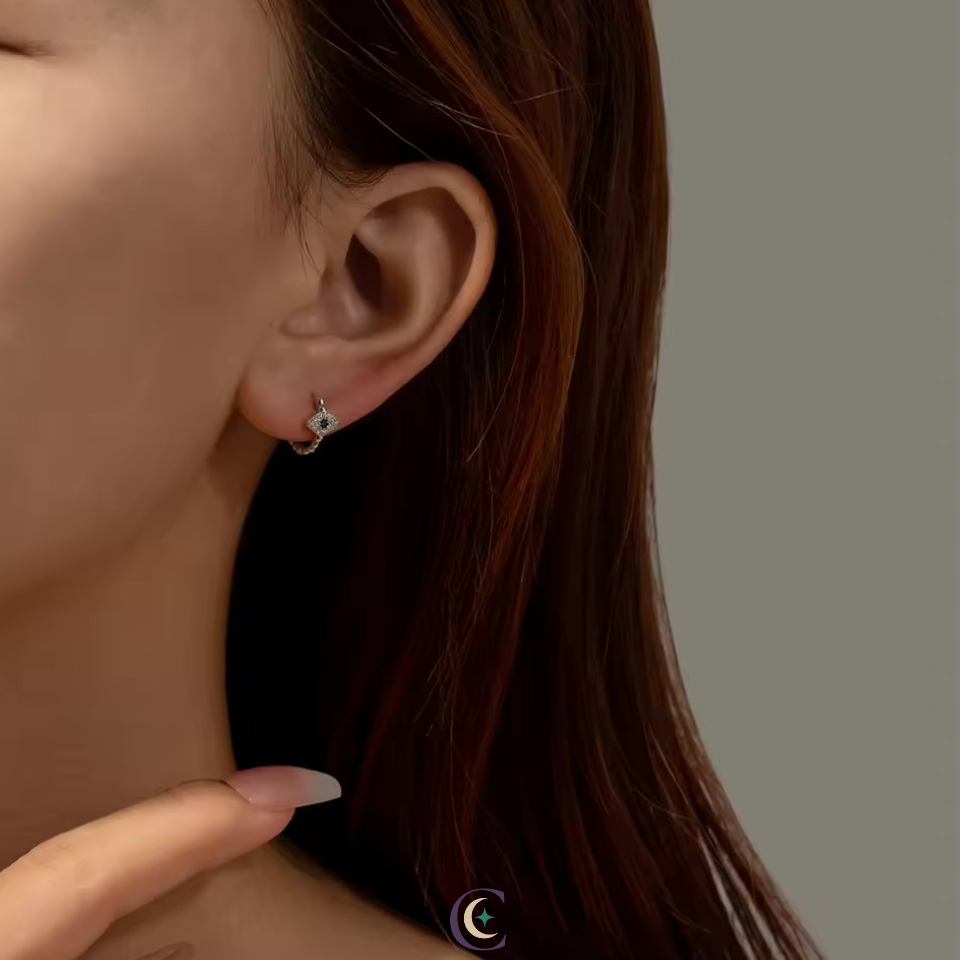 Evia Beaded Evil Eye Hoops