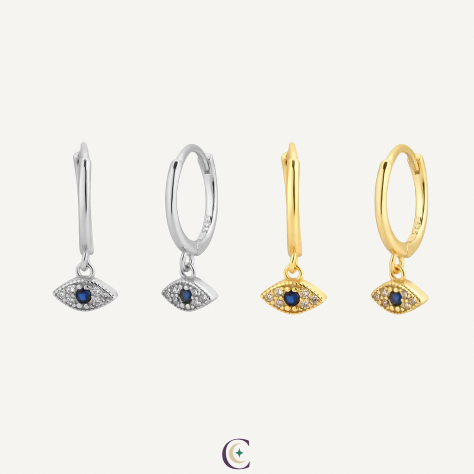 Evia Evil Eye Huggie Earrings